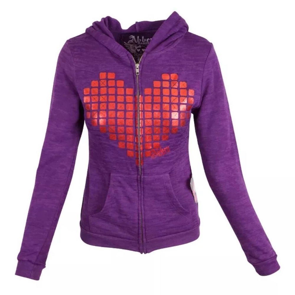 nwt abbey dawn women’s metal heart burnout zip up hoodie sz xs